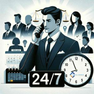 Image illustrant que la permanence téléphonique avocat est disponible 24 sur 24, 7 J sur 7. 