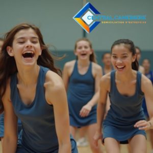 Photo de jeunes filles faisant du sport dans le cadre d'une association sur Marseille. 