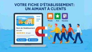 Une infographie montrant comment bien remplir sa fiche d'établissement sur Google en 2025.