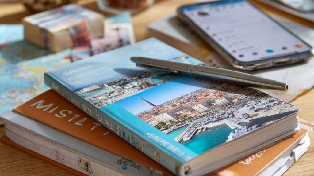 Carnets, stylo et téléphone sur une table pour organiser un changement de domiciliation.