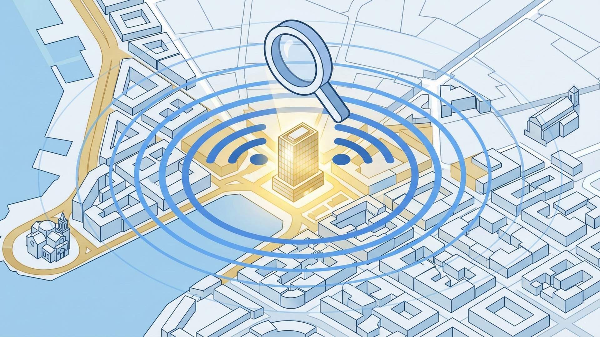 Illustration de la visibilité locale d'une entreprise sur une carte.