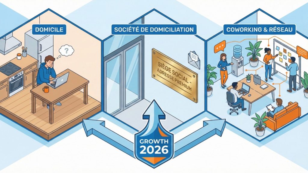Illustration des mutations sociétales entre domicile et bureau prévues pour l'horizon 2026.